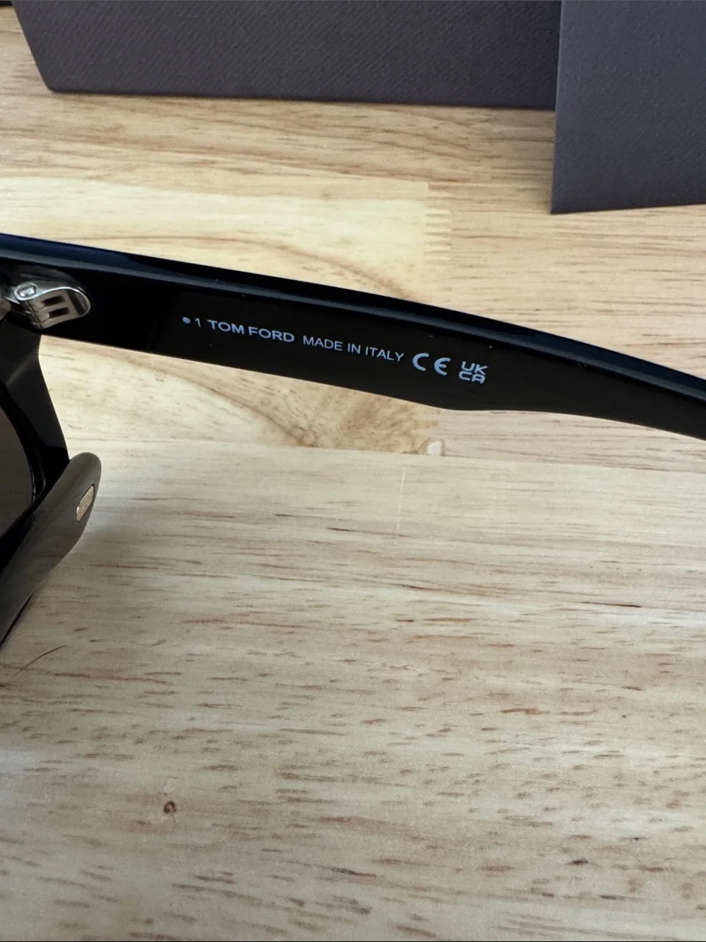 Tom Ford Black Sunglasses with Gold Temple T Detail